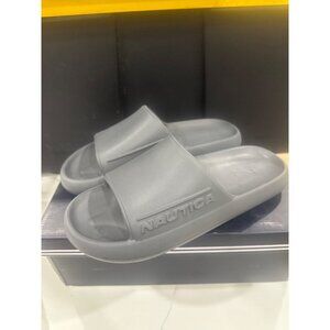 Nautica Mens Slides Dacio Grey Size 10 Comfortable Slip-On Footwear Stylish Casu